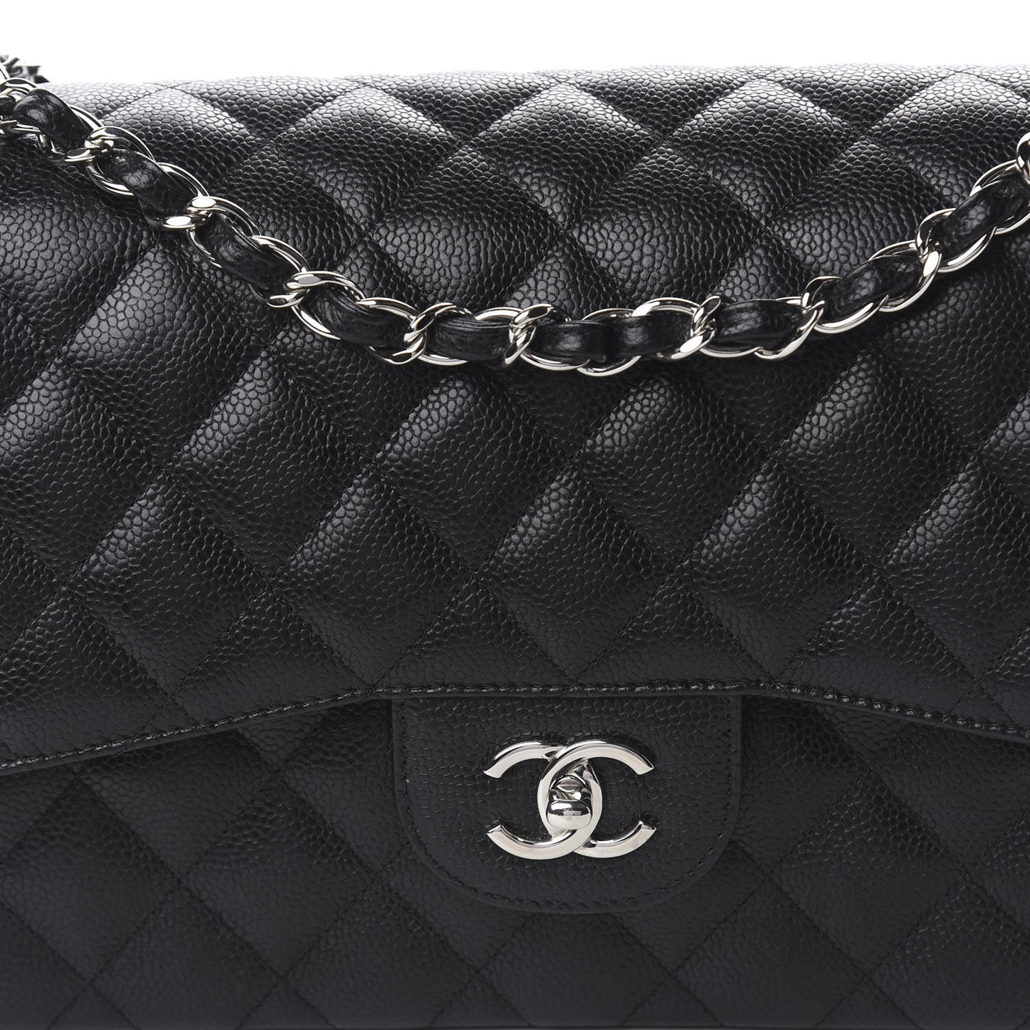 Caviar Quilted Jumbo Double Flap Black