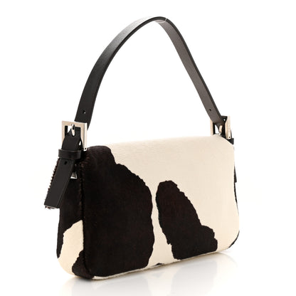 Fendi Calf Hair Baguette White Brown 3 of 13