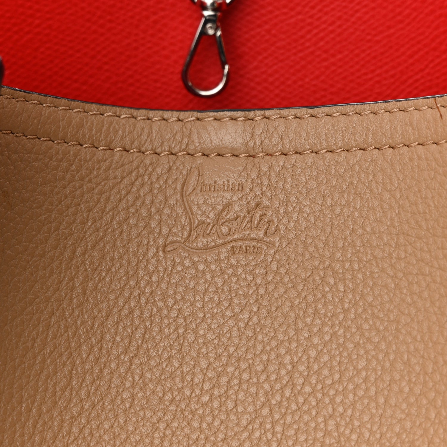 Christian Louboutin Calfskin Spiked Large Cabarock Shopper Tote Fennec 6 of 15