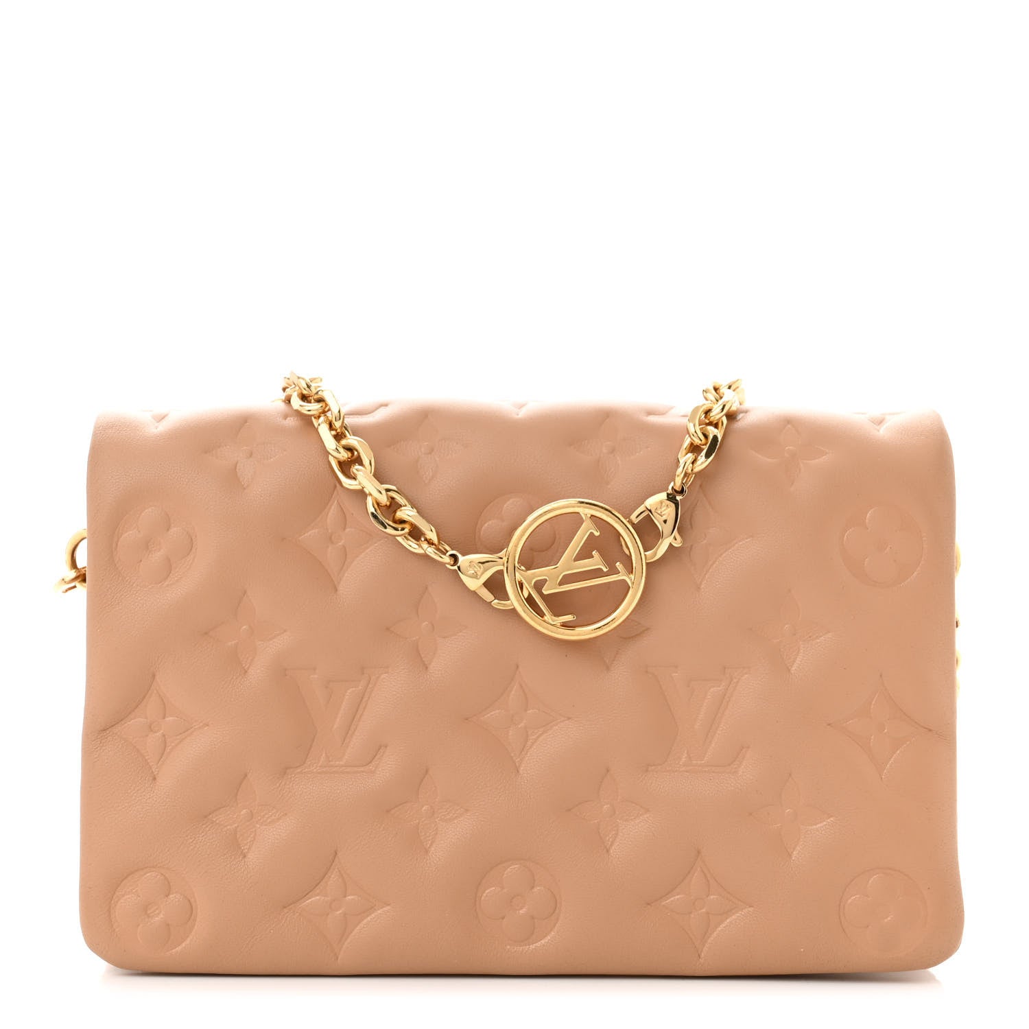 Louis Vuitton Lambskin Embossed Monogram Pochette Coussin Camel 1 of 10