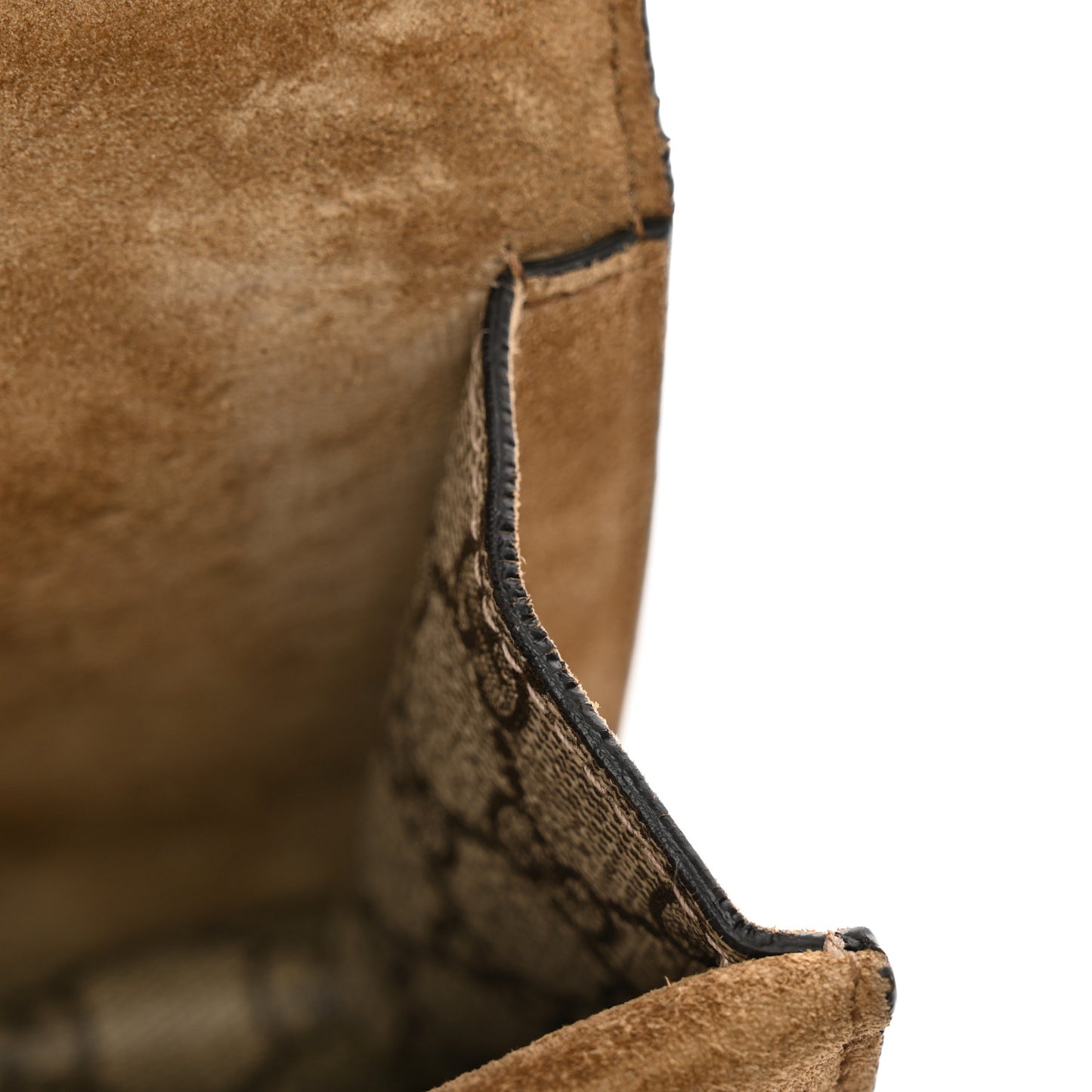 GG Supreme Monogram Suede Crystal Small Dionysus Shoulder Bag Beige Ebony Taupe