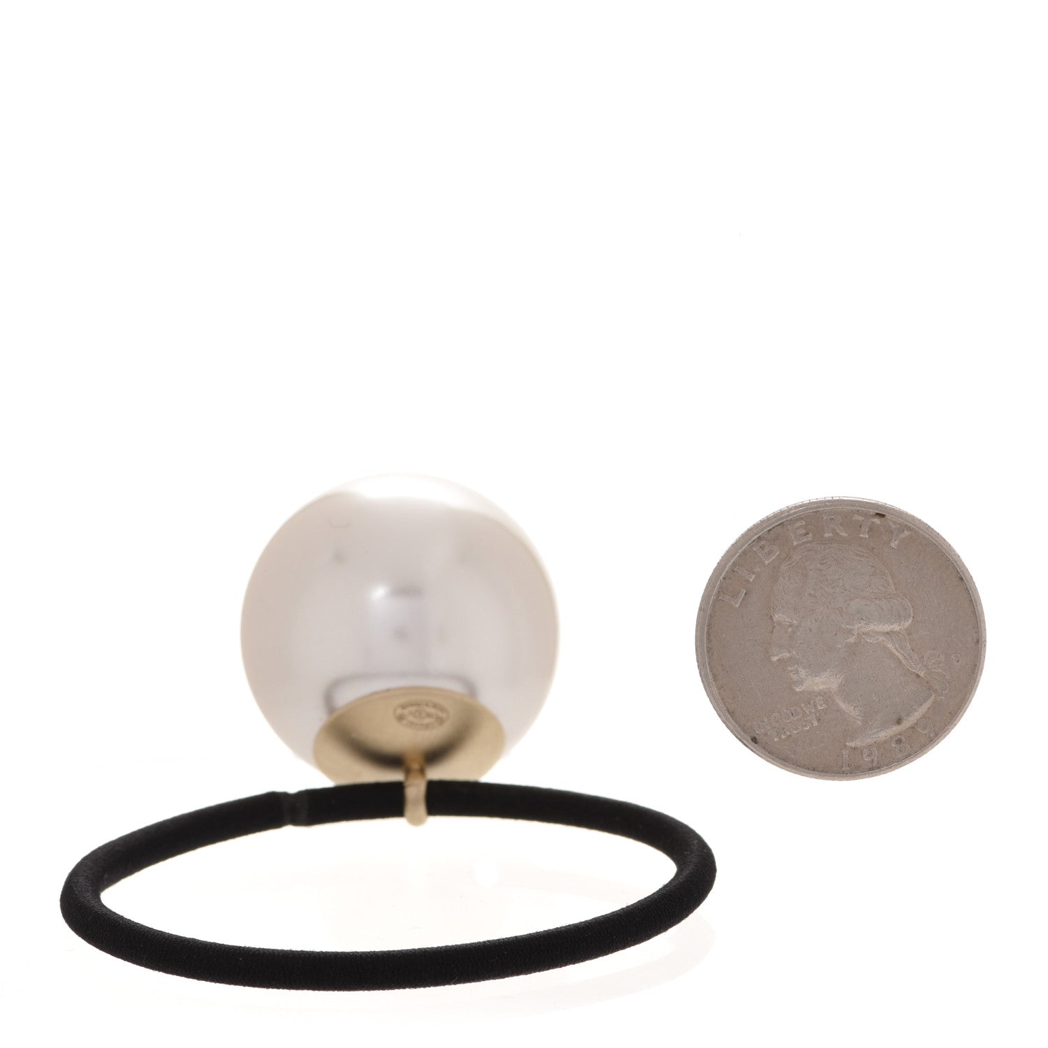 Chanel Pearl CC Hair Tie Black White 2 of 3