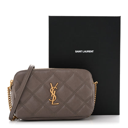 Saint Laurent Grained Lambskin Quilted Mini Becky Double Zip Bag Taupe 13 of 13