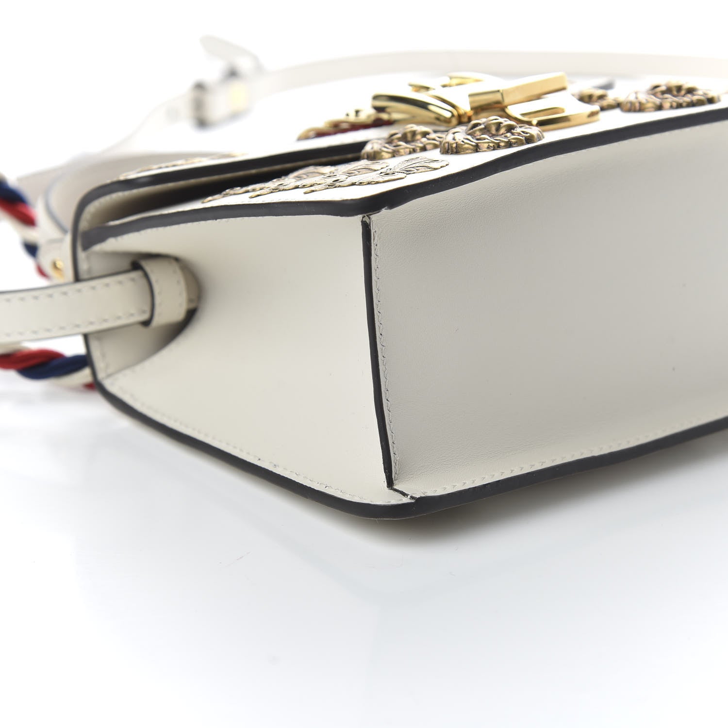 Gucci Calfskin Animal Studs Mini Sylvie Top Handle Bag White 7 of 11