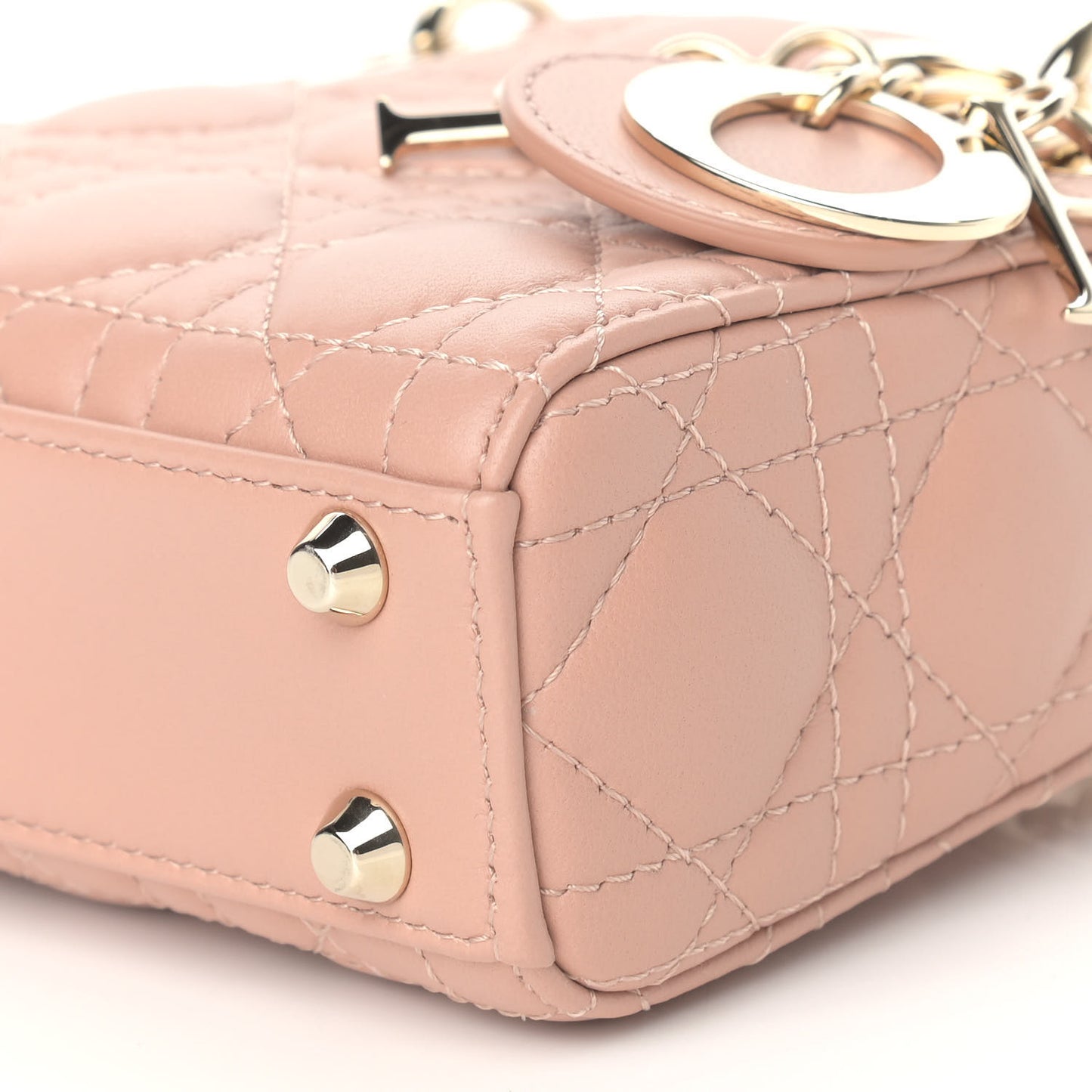 Lambskin Cannage Micro Lady Dior Rose De Vents