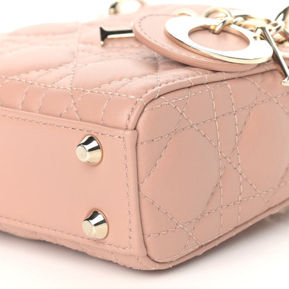 Christian Dior Lambskin Cannage Micro Lady Dior Rose De Vents 9 of 9
