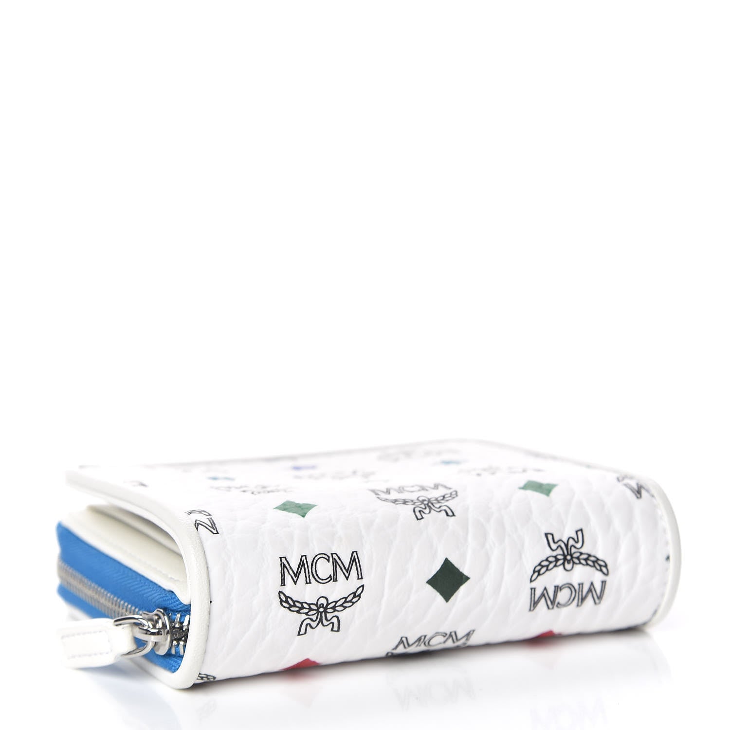 MCM Visetos Mini Zip Around Wallet White 4 of 7