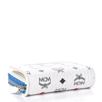 MCM Visetos Mini Zip Around Wallet White 4 of 7