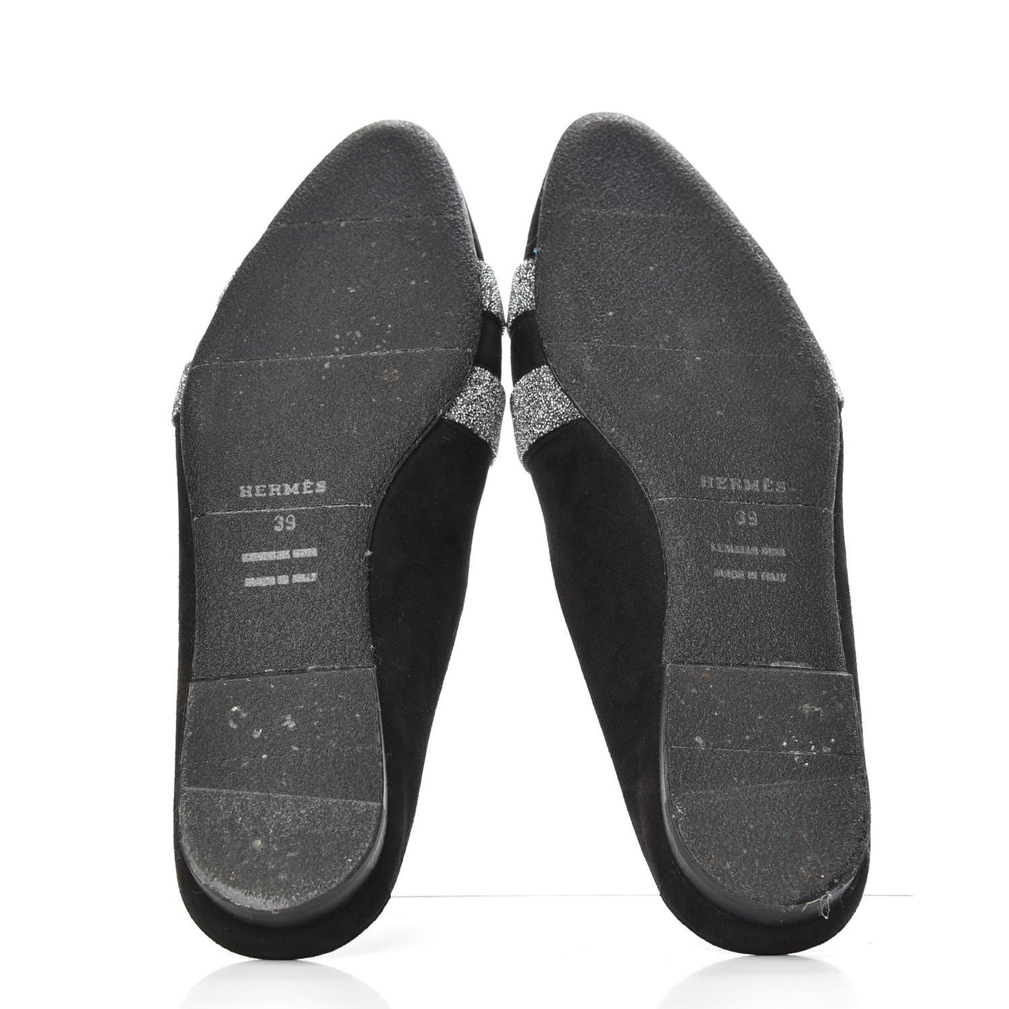 Suede Goatskin Crystal Roxane Mules 39 Gris Argente Black