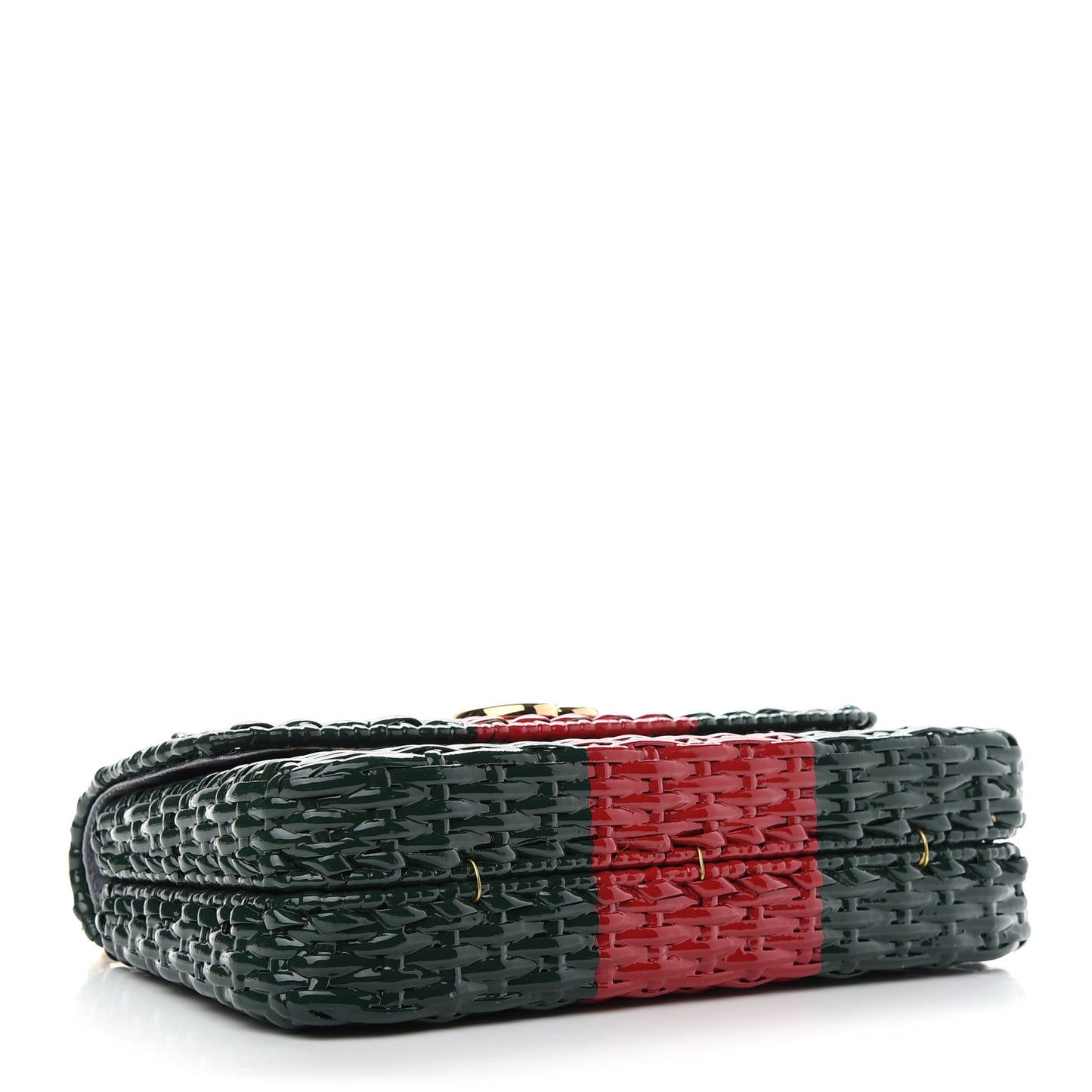 Glazed Wicker Stripe Small Cestino Shoulder Bag Green
