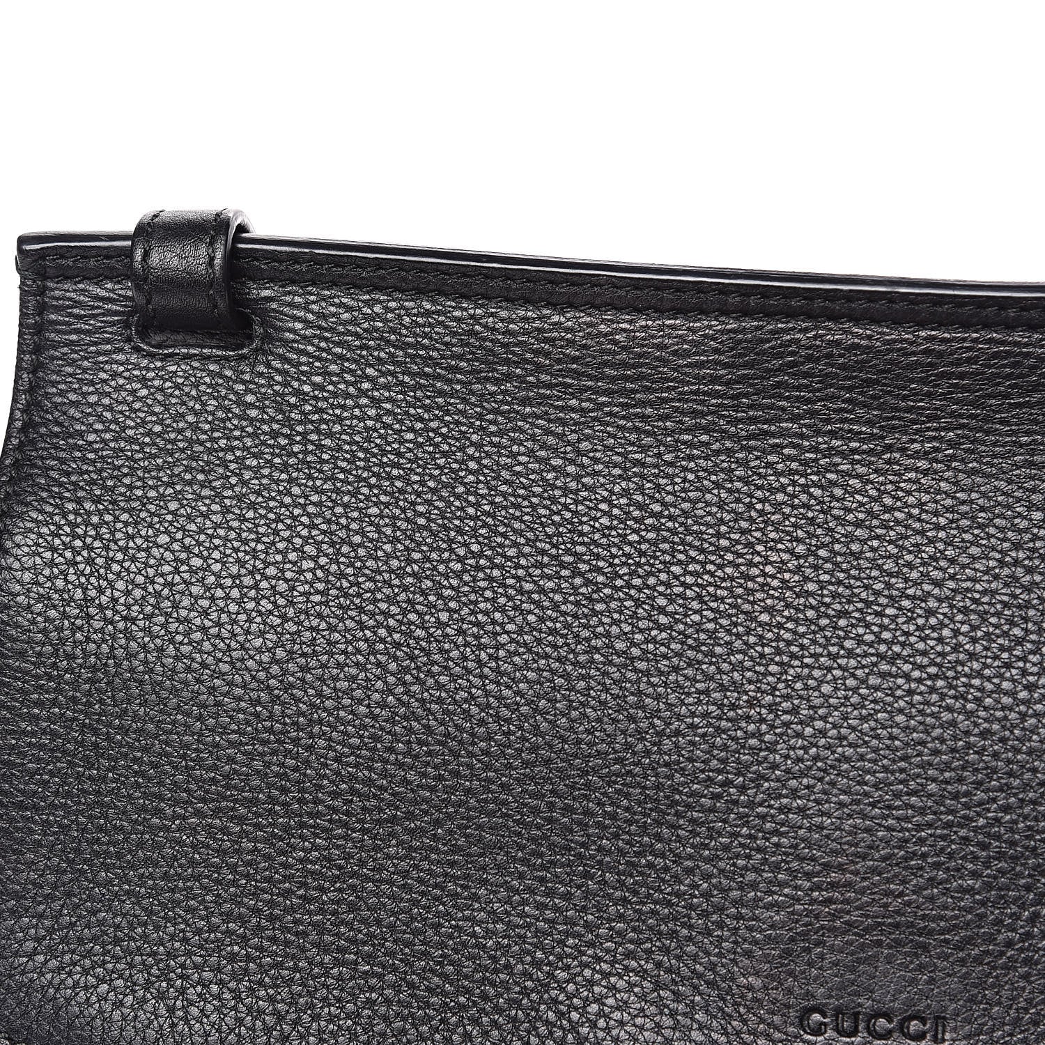 Gucci Pebbled Calfskin Medium Bamboo Daily Flap Shoulder Bag Black 10 of 13