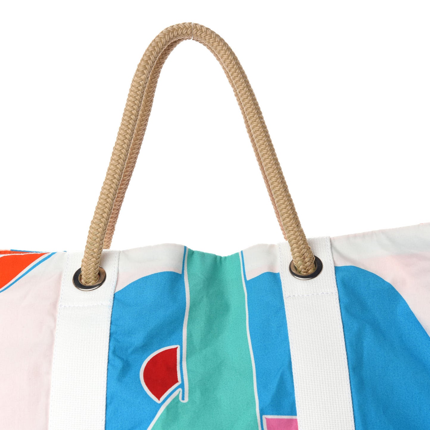 Cotton Canvas Jeux D Animaux Beach Tote Bleu Orange