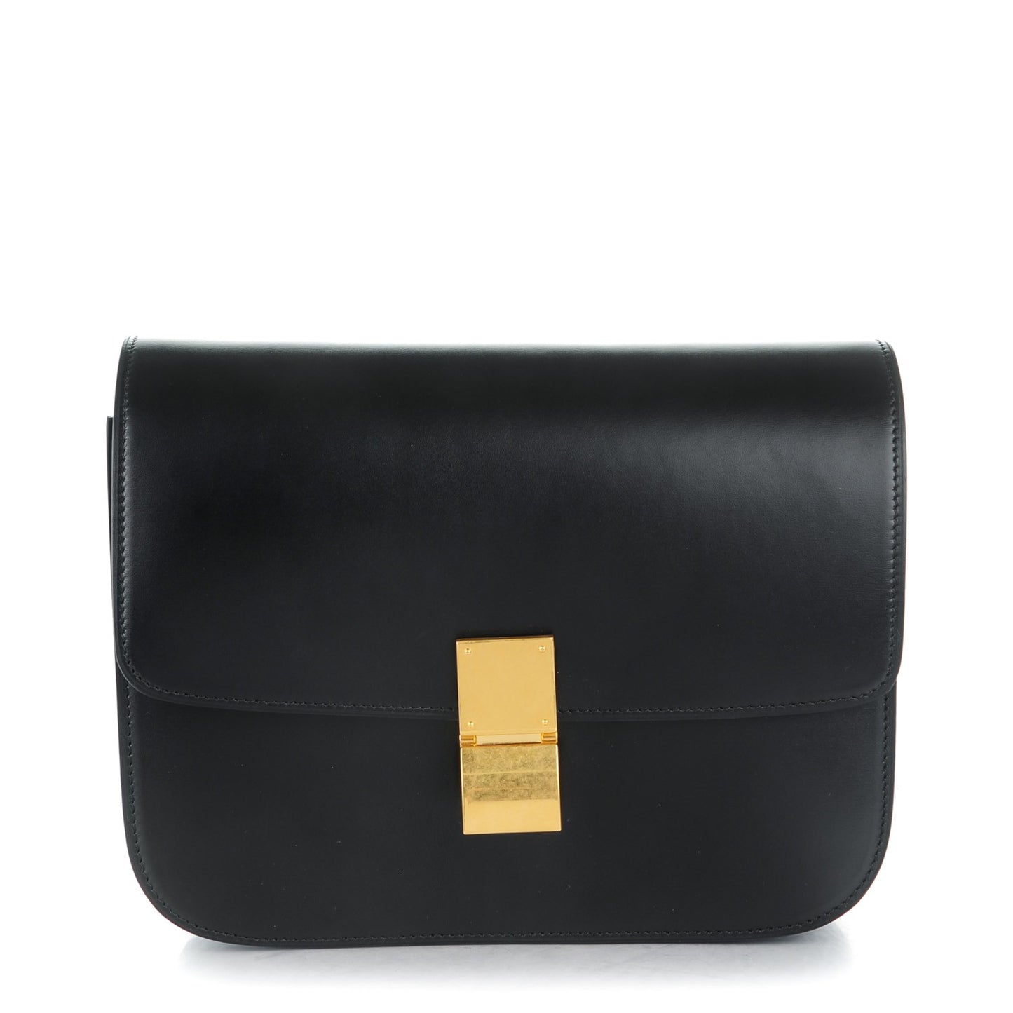 Box Calfskin Medium Classic Box Flap Bag Black