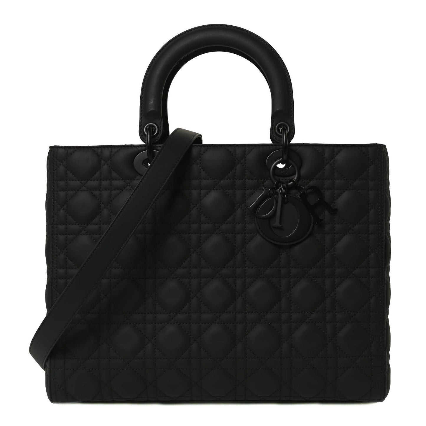 Ultra Matte Calfskin Cannage Large Lady Dior Black