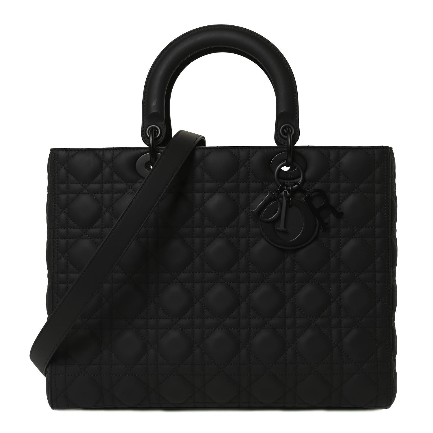 Christian Dior Ultra Matte Calfskin Cannage Large Lady Dior Black 1 of 15