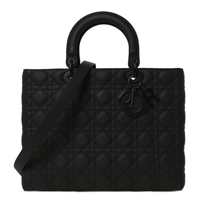 Christian Dior Ultra Matte Calfskin Cannage Large Lady Dior Black 1 of 15