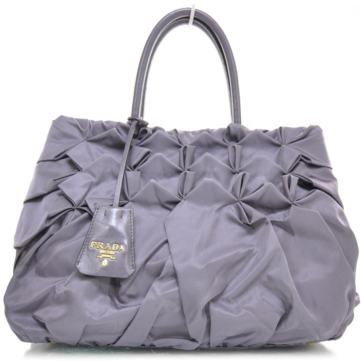 Prada Tessuto Nylon Pleated Handbag Mirtillo 2 of 11