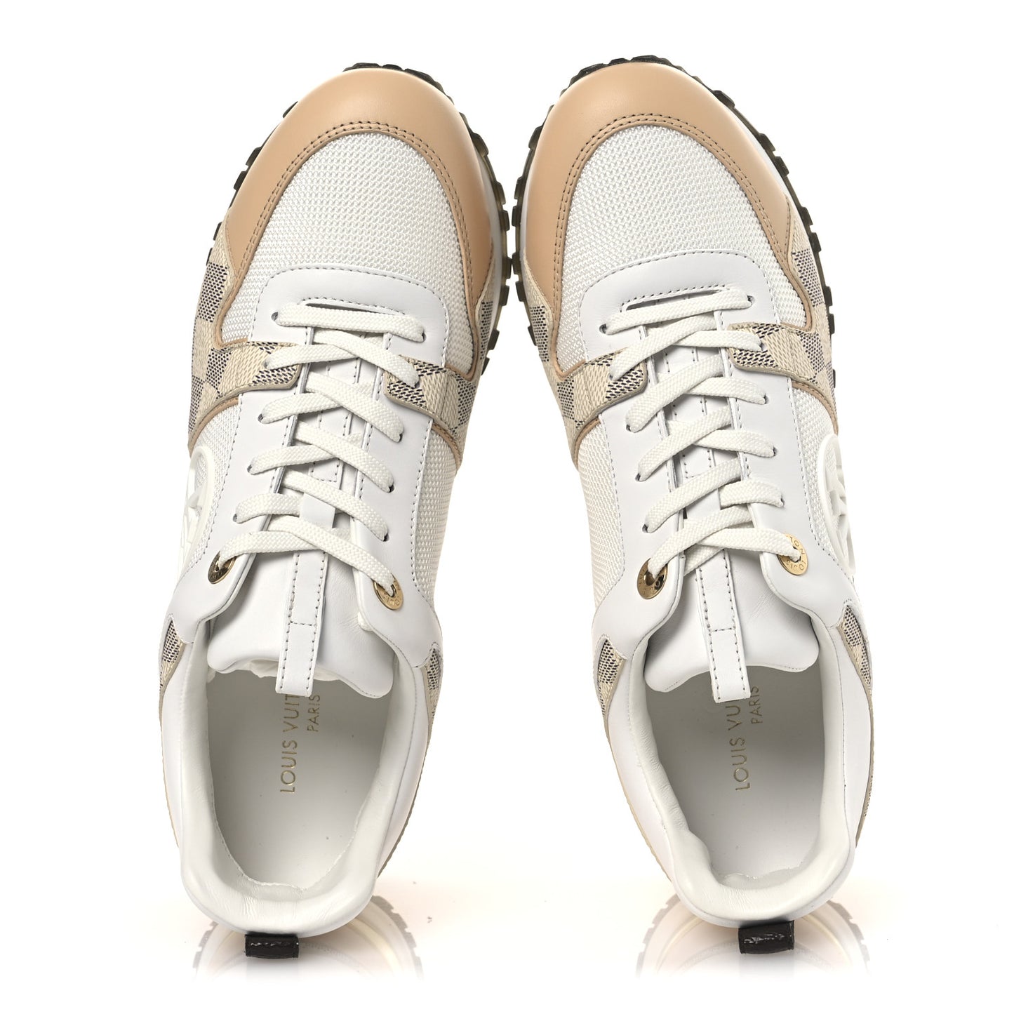 Calfskin Damier Azur Run Away Sneakers 37 White