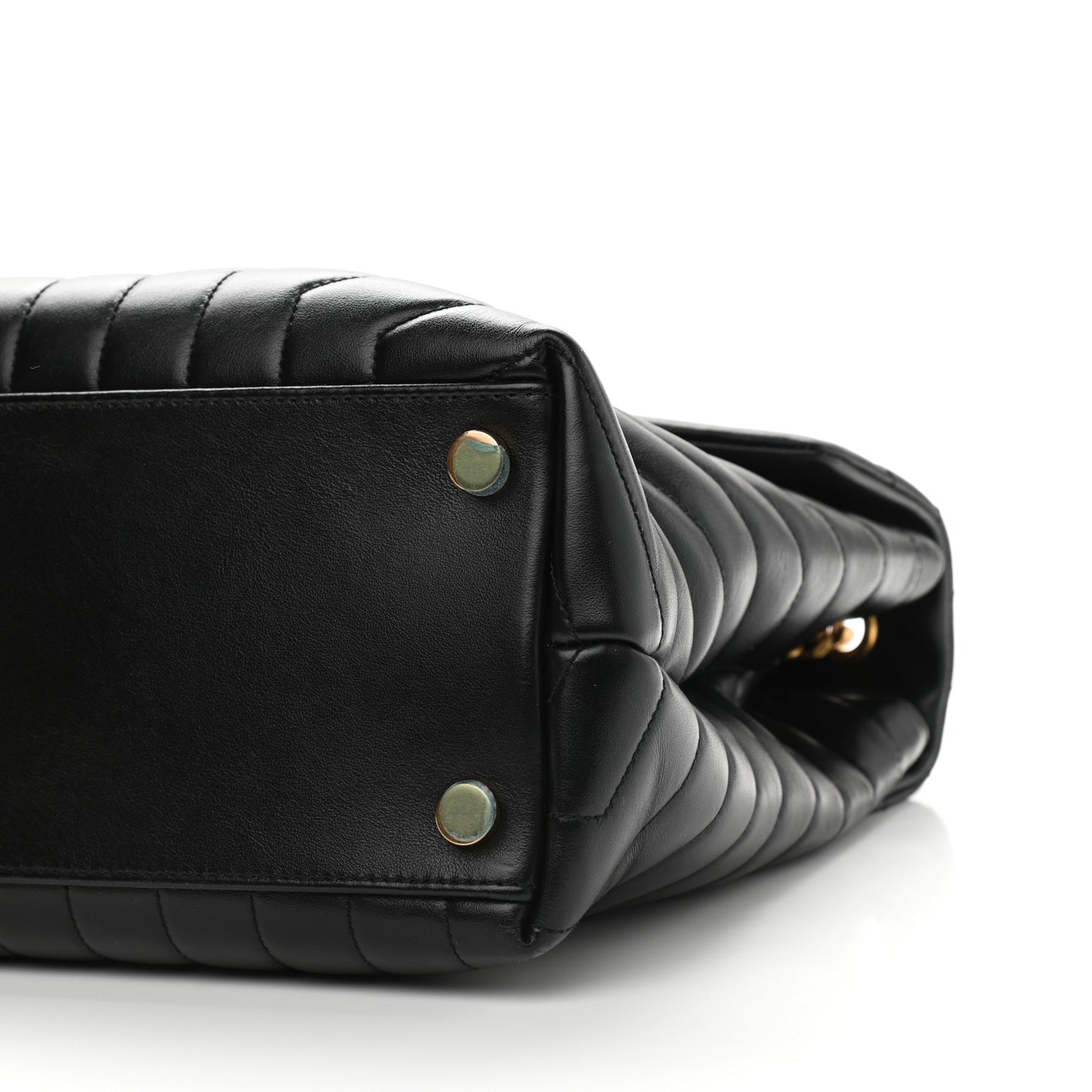 Calfskin Y Quilted Monogram Large Loulou Chain Satchel Black