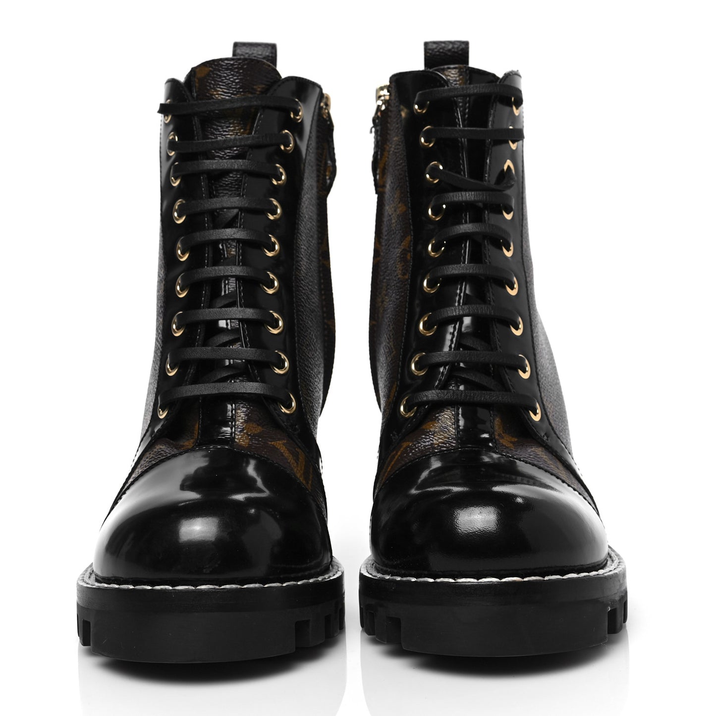 Patent Calfskin Monogram Star Trail Ankle Boots 38 Black