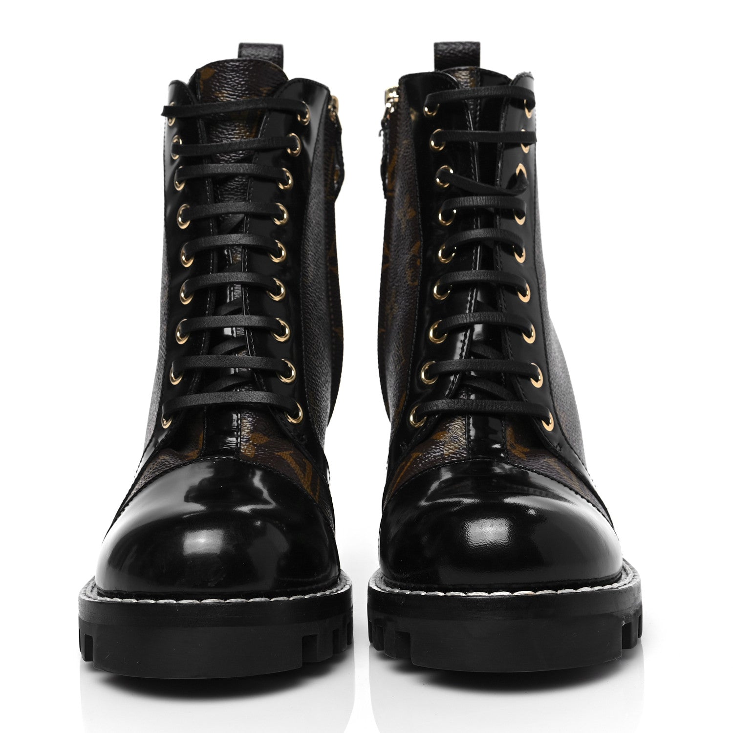 Louis Vuitton Patent Calfskin Monogram Star Trail Ankle Boots 38 Black 2 of 6