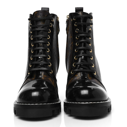 Louis Vuitton Patent Calfskin Monogram Star Trail Ankle Boots 38 Black 2 of 6