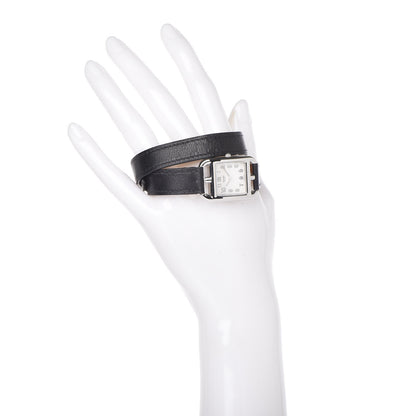 Hermes Stainless Steel Barenia 23mm Cape Cod Double Tour Quartz Watch Noir 2 of 13
