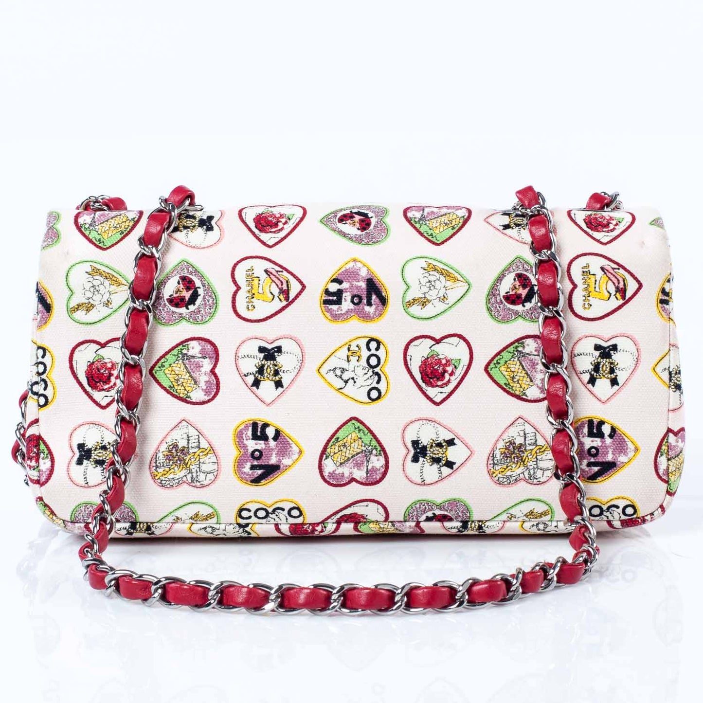 Canvas Coco Hearts Small Flap Bag