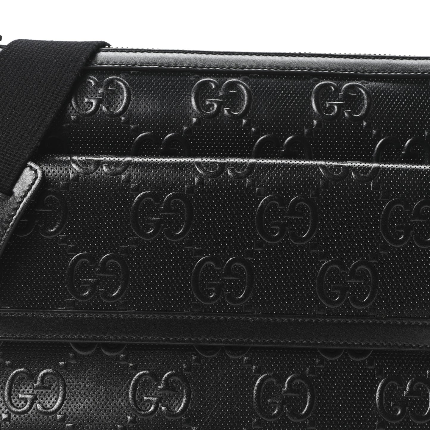 Calfskin GG Tennis Embossed Shoulder Bag Black