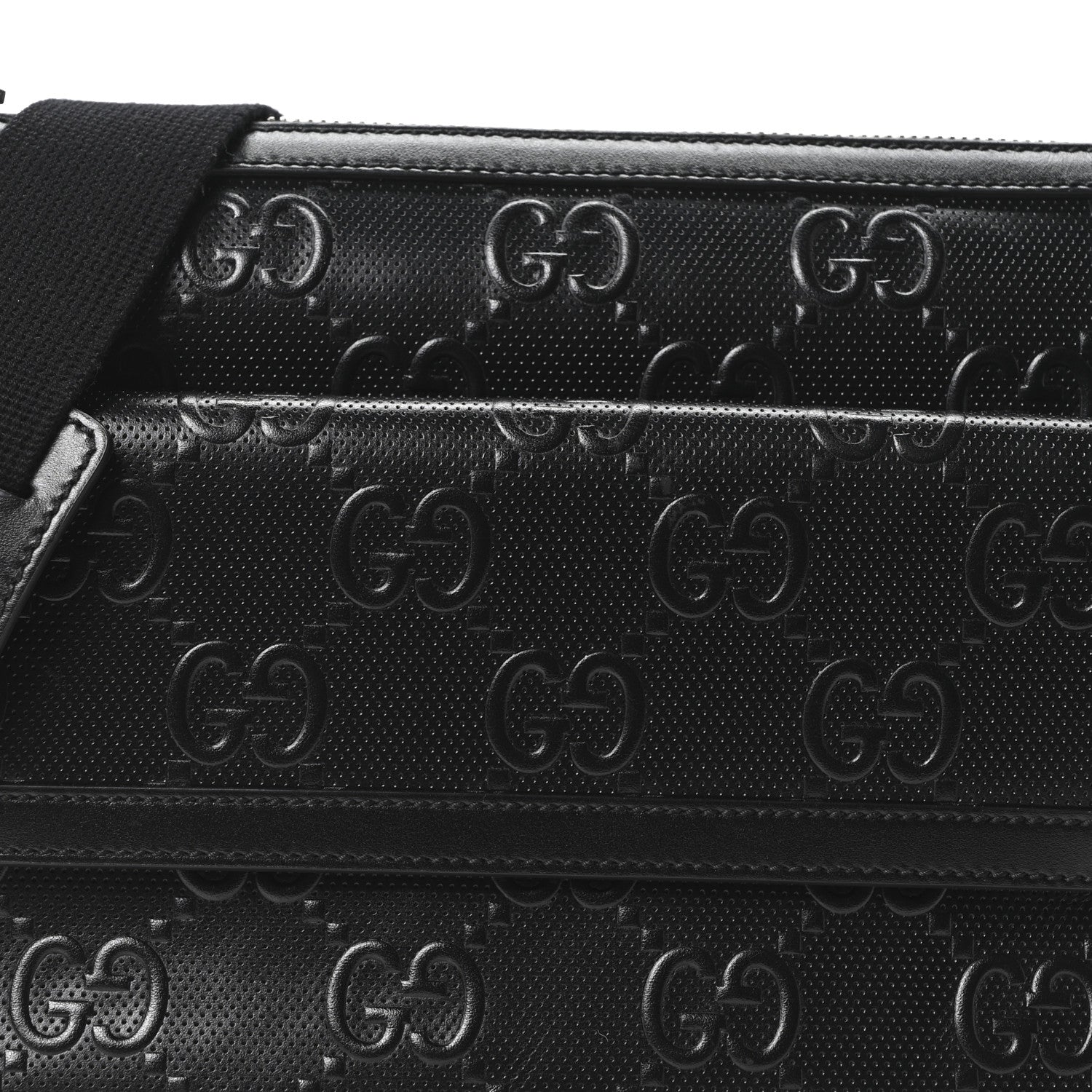 Gucci Calfskin GG Tennis Embossed Shoulder Bag Black 8 of 10