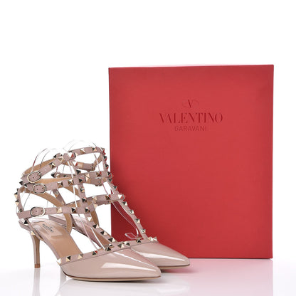 Valentino Garavani Patent Rockstud Ankle Strap Low Heel Pumps 40 Poudre 8 of 8