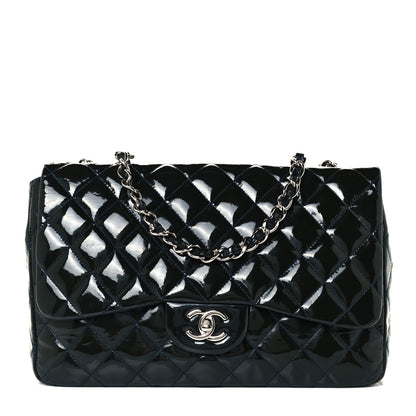 Chanel Patent Quilted Jumbo Single Flap Navy 1 of 18