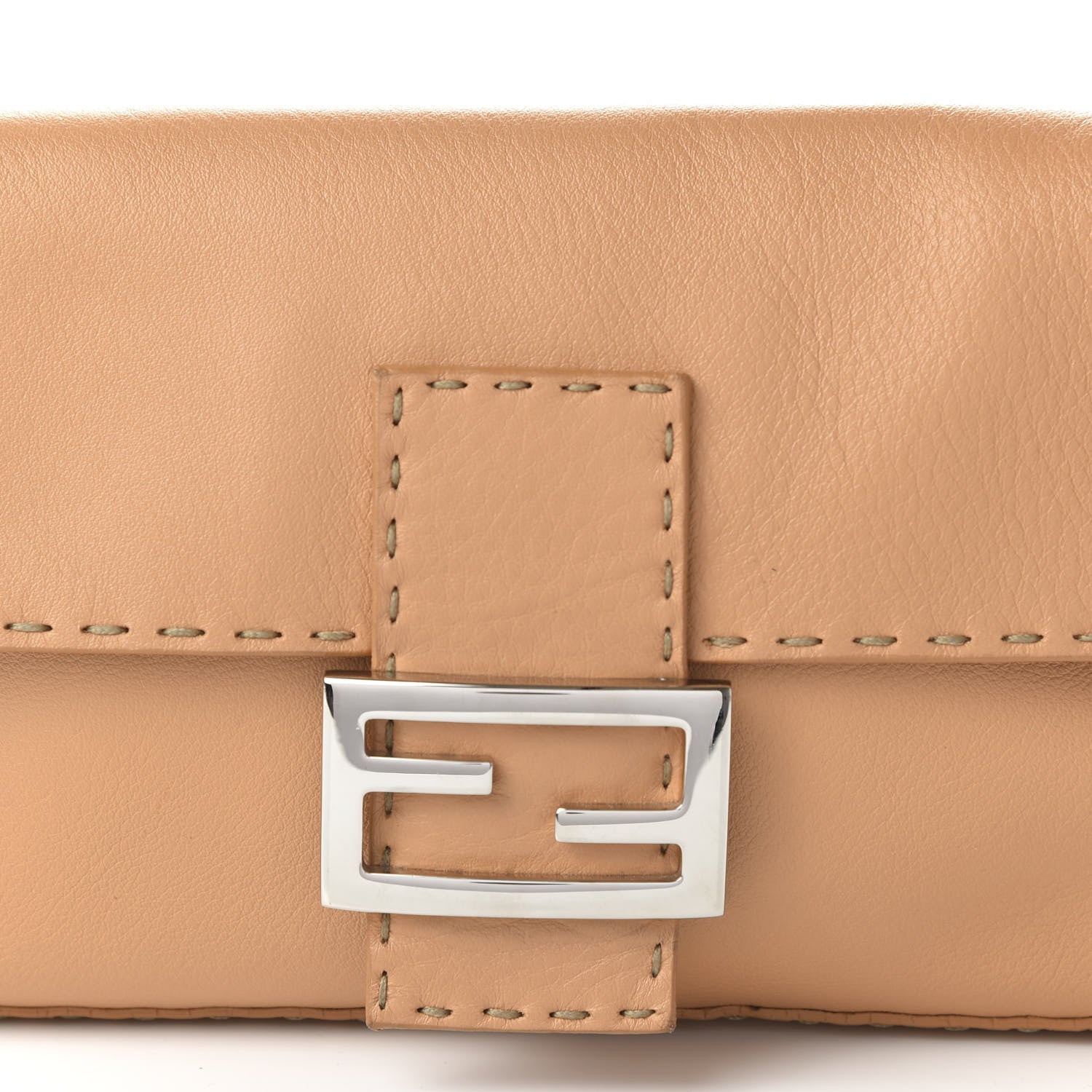 Fendi Calfskin Romano Selleria Baguette Beige 9 of 10
