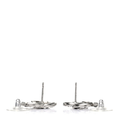 Chanel Crystal CC Earrings Silver Black 3 of 4