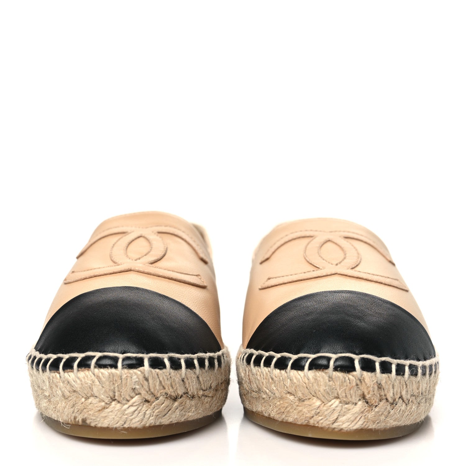 Chanel Lambskin CC Espadrilles 39 Beige Black 3 of 10