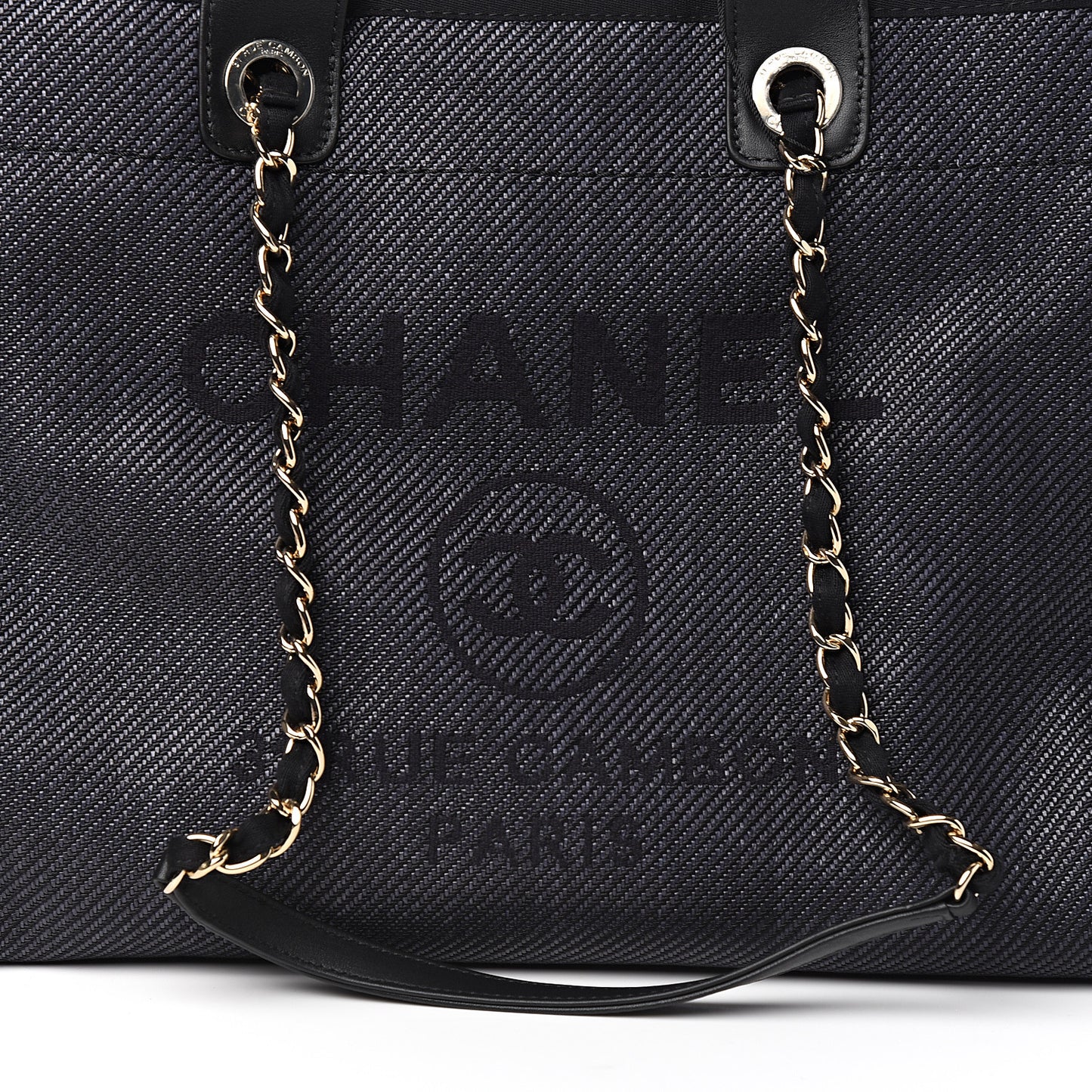 Mixed Fibers Calfskin Medium Deauville Tote Black