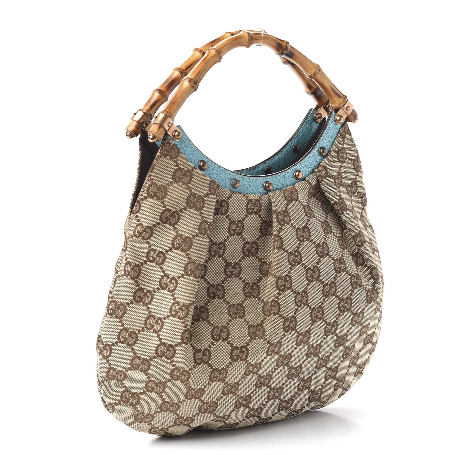 Gucci Monogram Small Bamboo Handbag Turquoise 2 of 8