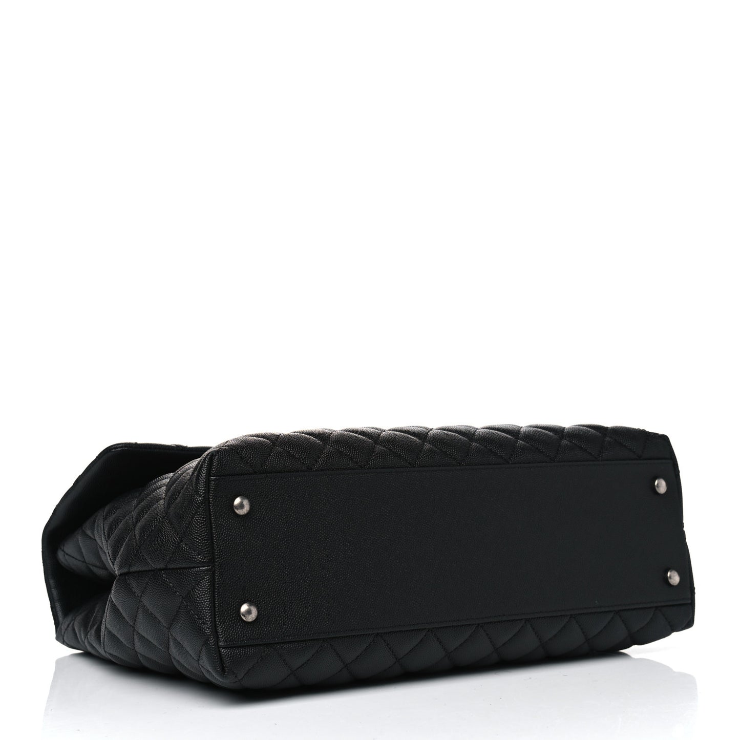 Caviar Quilted Large Coco Handle Flap Black
