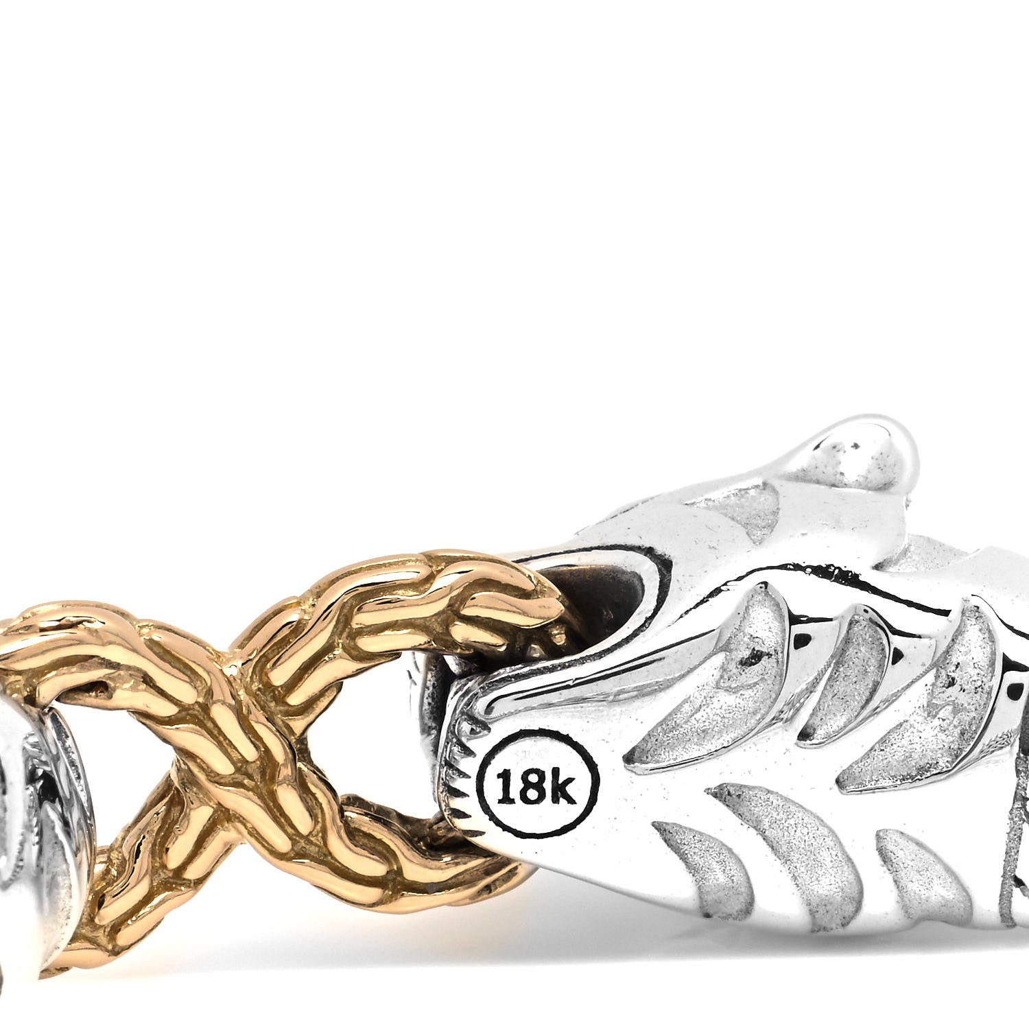 John Hardy Sterling Silver 18K Yellow Gold Blue Topaz Macan Tiger Bracelet 3 of 4