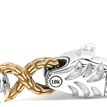 John Hardy Sterling Silver 18K Yellow Gold Blue Topaz Macan Tiger Bracelet 3 of 4