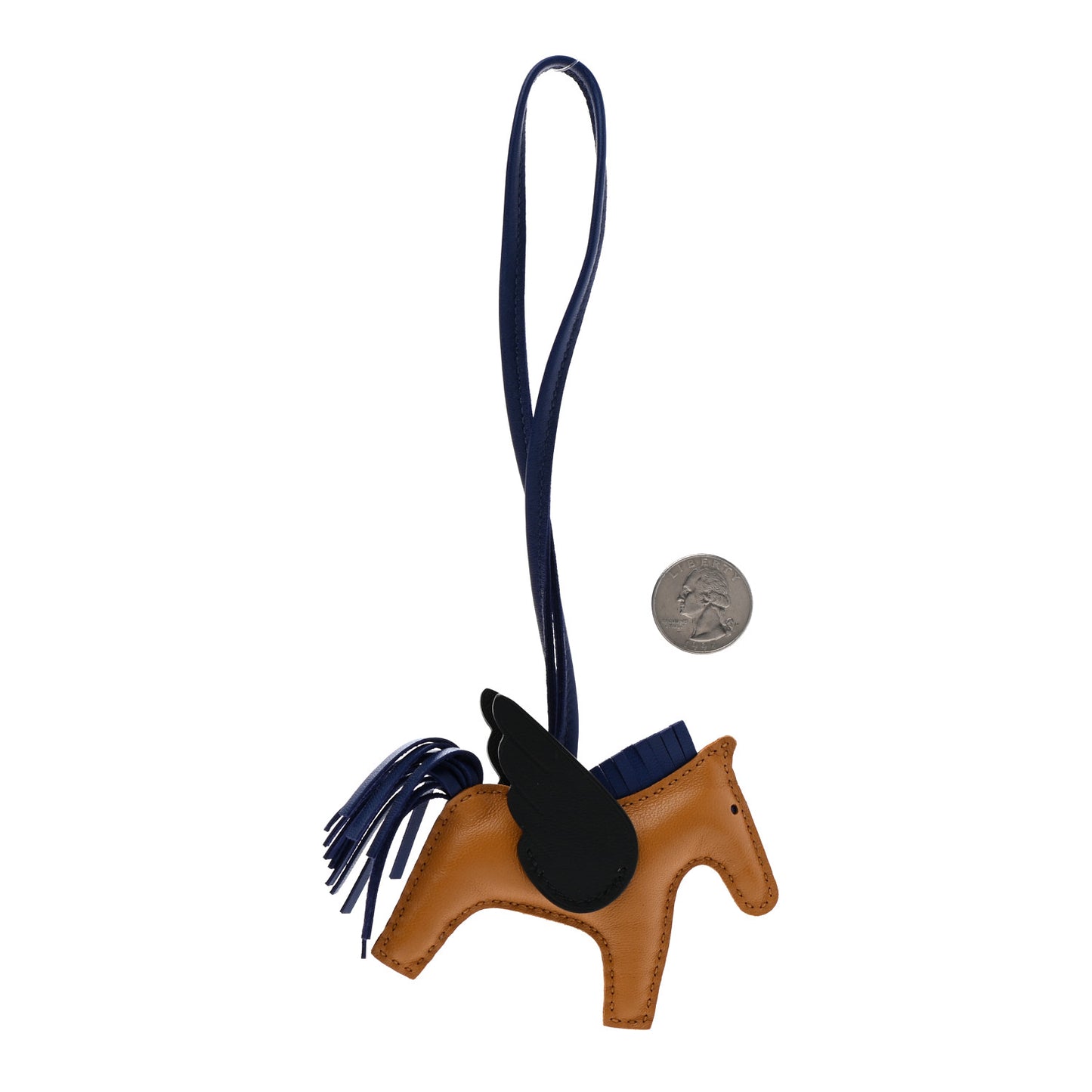 Milo Lambskin Grigri Rodeo Pegase Horse Bag Charm PM Sesame Black Bleu Saphir