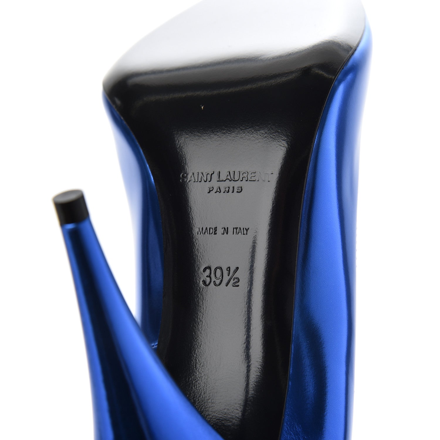 Saint Laurent Metallic Calfskin Kiki 100 Pumps 39.5 Blue 7 of 12