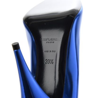 Saint Laurent Metallic Calfskin Kiki 100 Pumps 39.5 Blue 7 of 12
