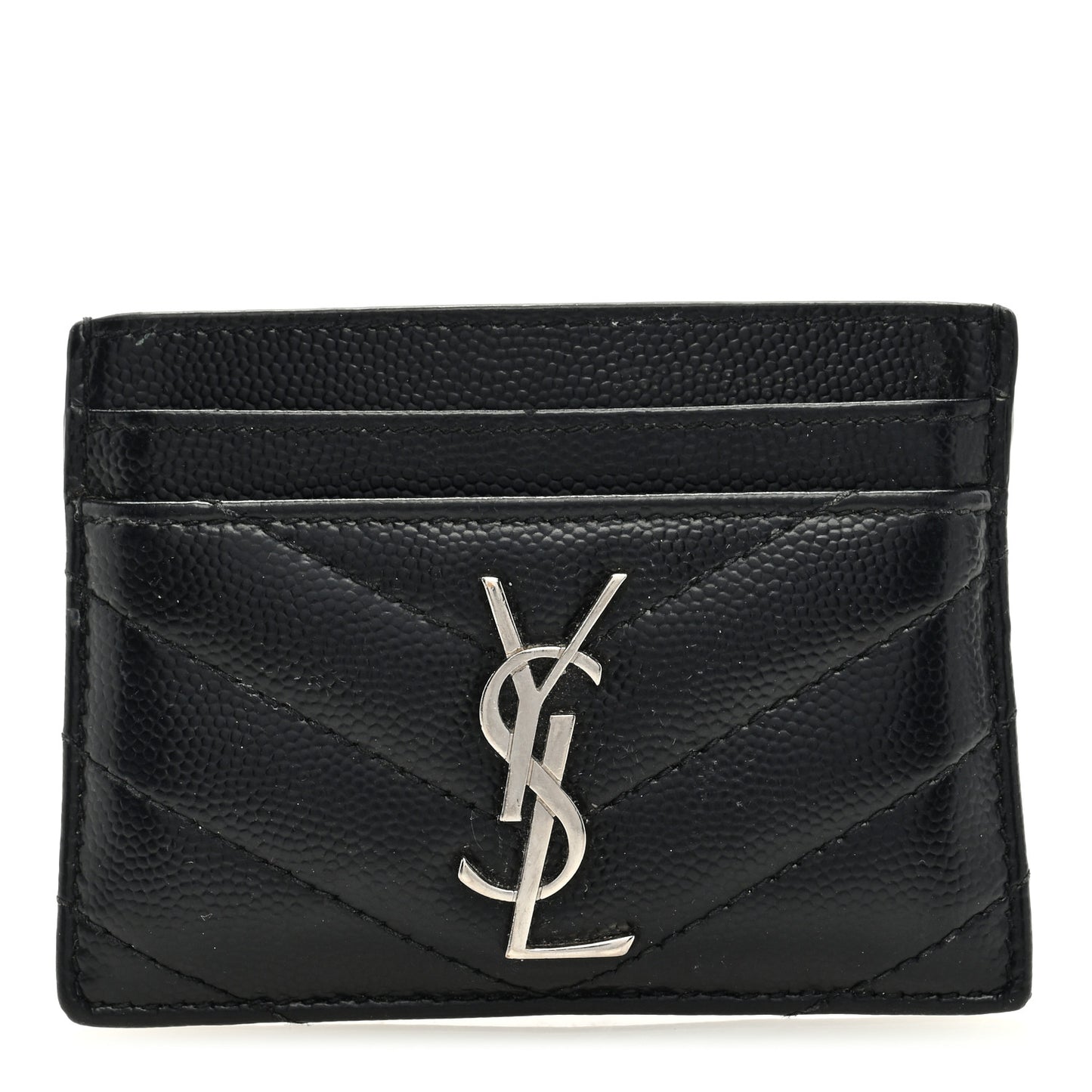 Grain De Poudre Matelasse Chevron Monogram Credit Card Case Black