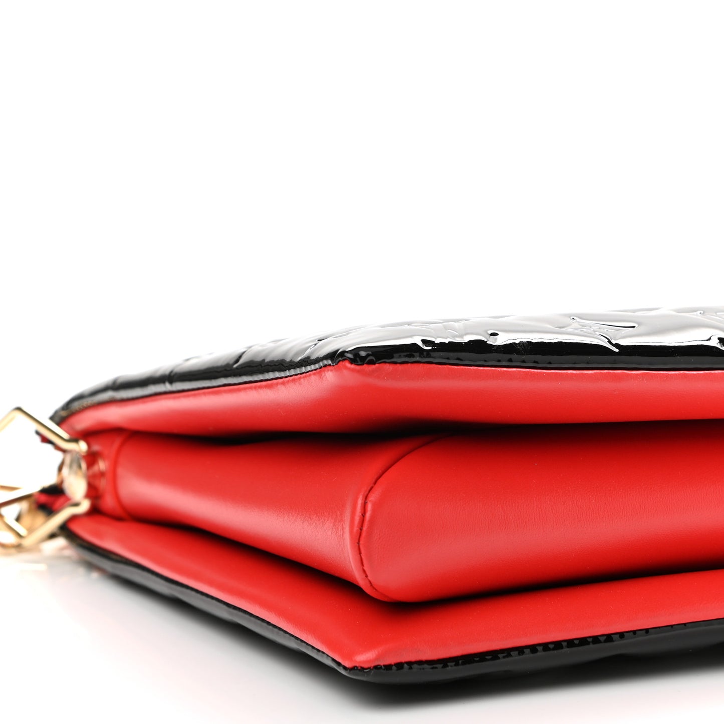 Patent Embossed Monogram Lambskin Coussin MM Black Red