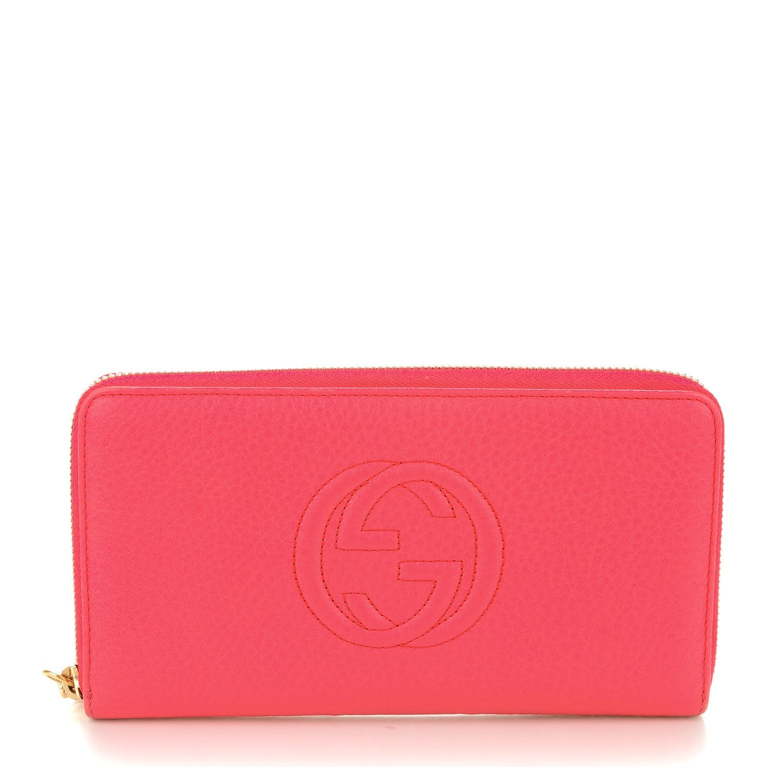 Gucci Pebbled Calfskin Soho Zip Around Wallet Pink 1 of 7