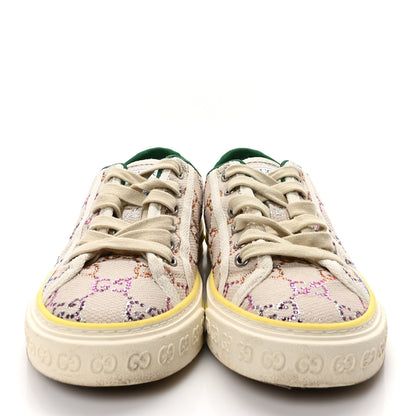 Gucci Canvas Lame Crystal GG Monogram Womens 1977 Tennis Sneakers 37.5 Gardenia Silver Mystic White 3 of 8