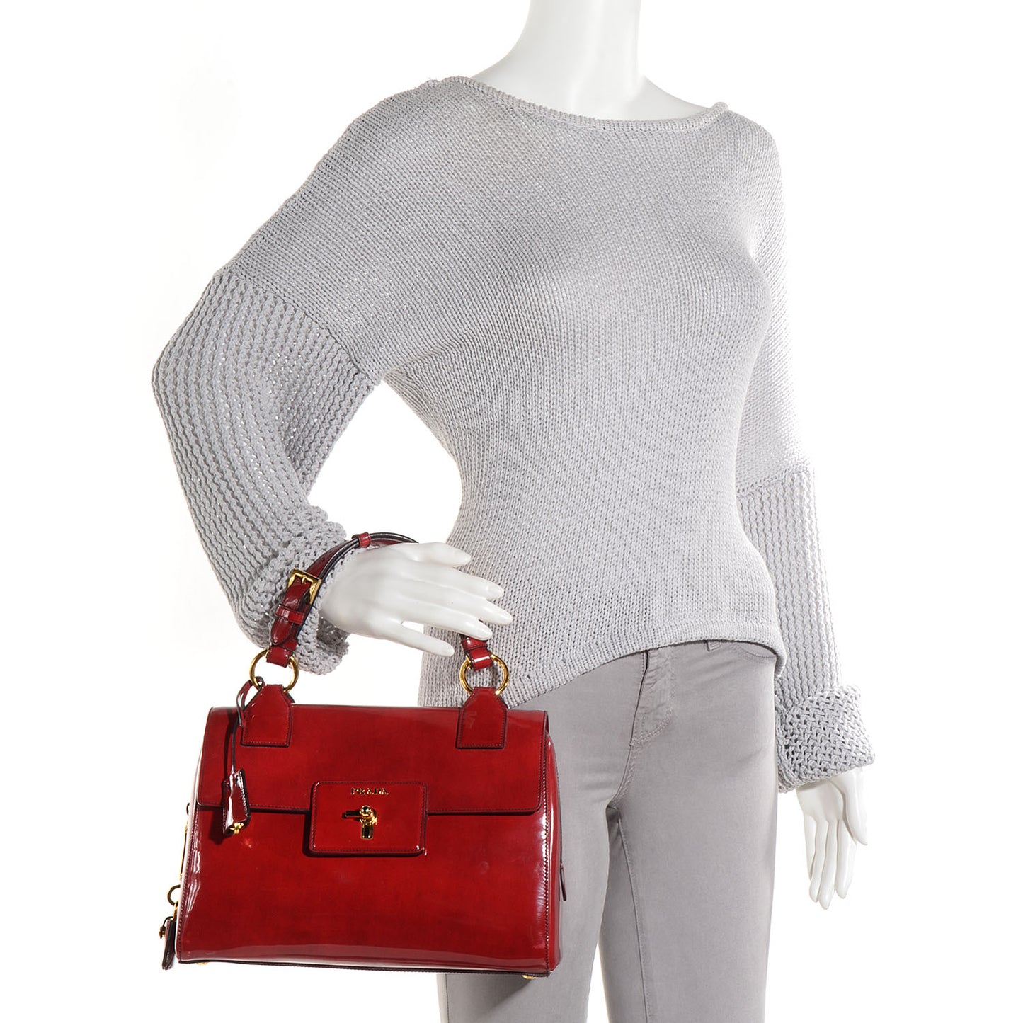 Spazzolato Calfskin Top Handle Tote Scarlatto Fume