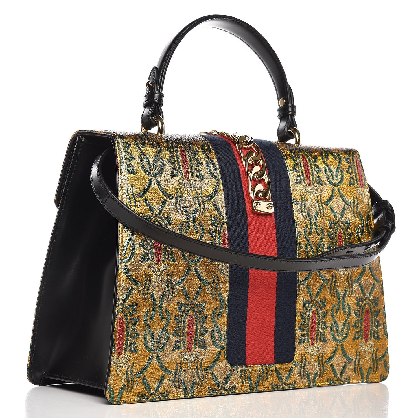 Iridescent Brocade Medium Sylvie Top Handle Bag Gold