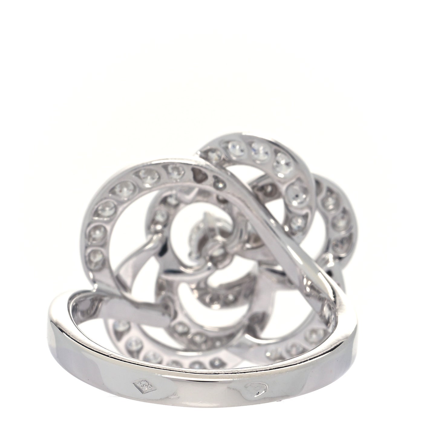 18K White Gold Diamond Fil de Camelia Ring 54 6.75
